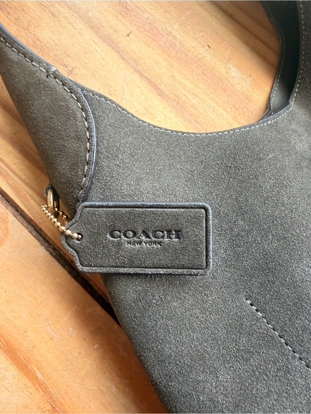 COACH Olive Green Brooklyn 28 Suede Shoulder Bag - Picture 3 of 8